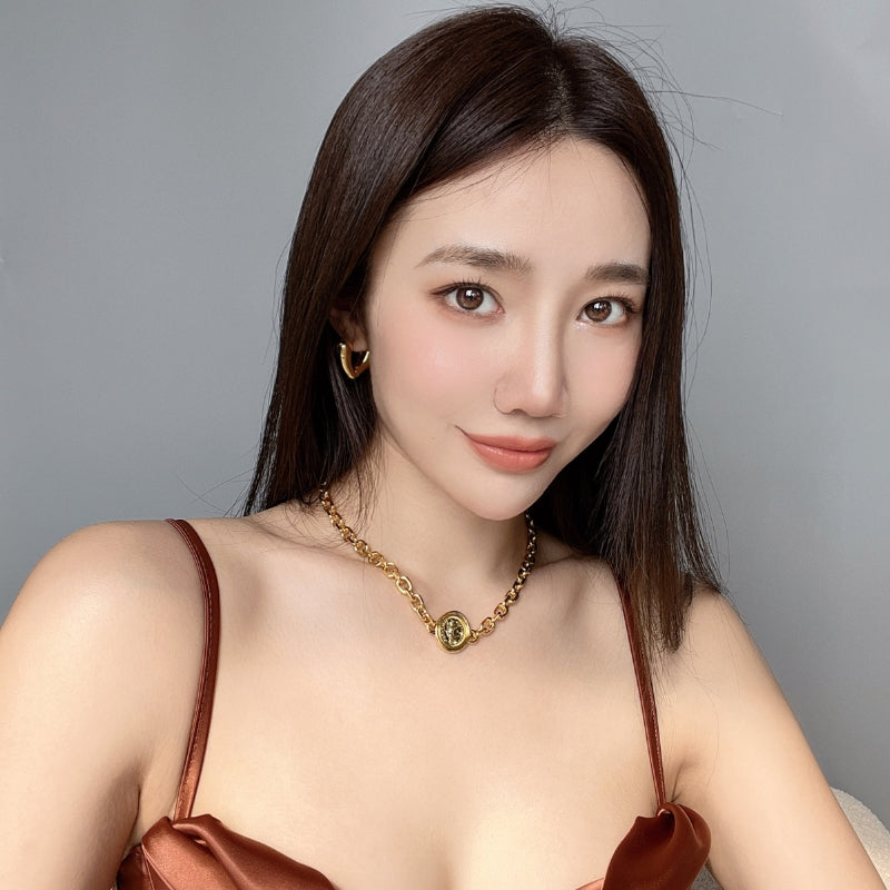 18KGP 復古人像粗チェーン