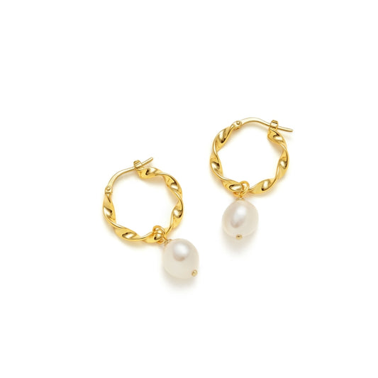 18KGP バロック真珠円イヤリング