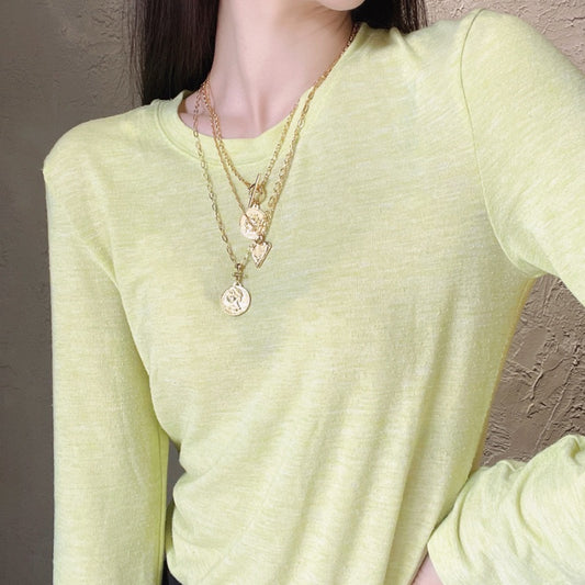 18KGP コイン多層ネックレス