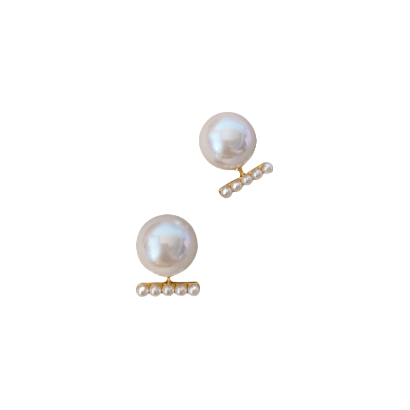 AB 面真珠メッキピアス