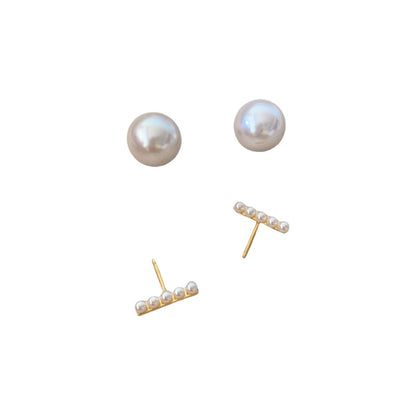 AB 面真珠メッキピアス