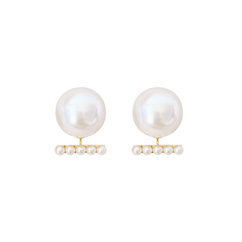 AB 面真珠メッキピアス