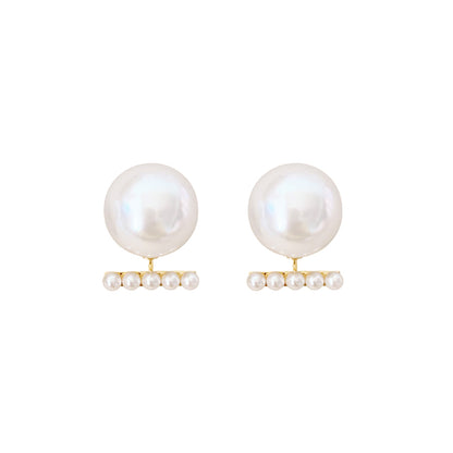 AB 面真珠メッキピアス