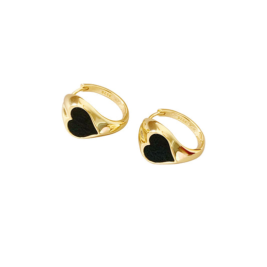 黒瑪瑙ハートメッキピアス