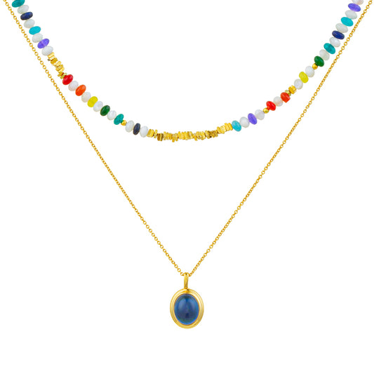 国潮レインボー宝石セットメッキ