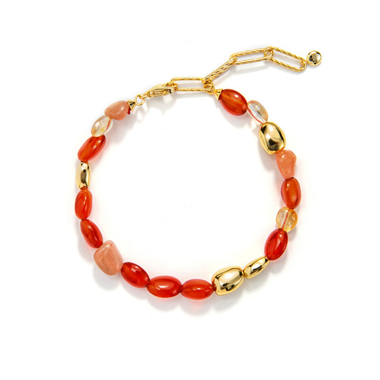 紅瑪瑙宝石メッキブレス