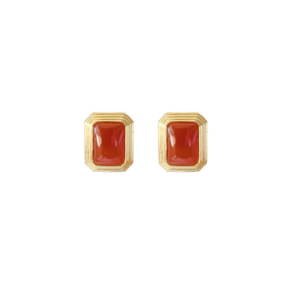 紅瑪瑙角形メッキピアス