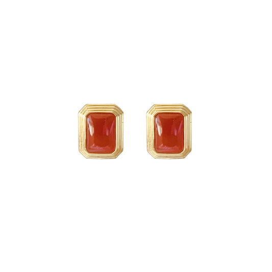 紅瑪瑙角形メッキピアス