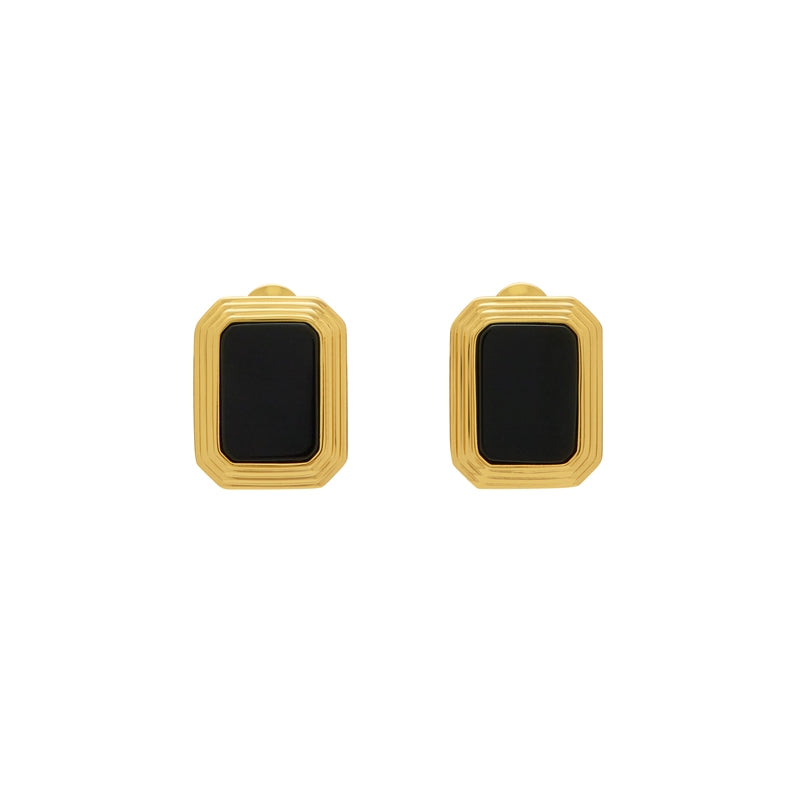 黒瑪瑙角形メッキピアス