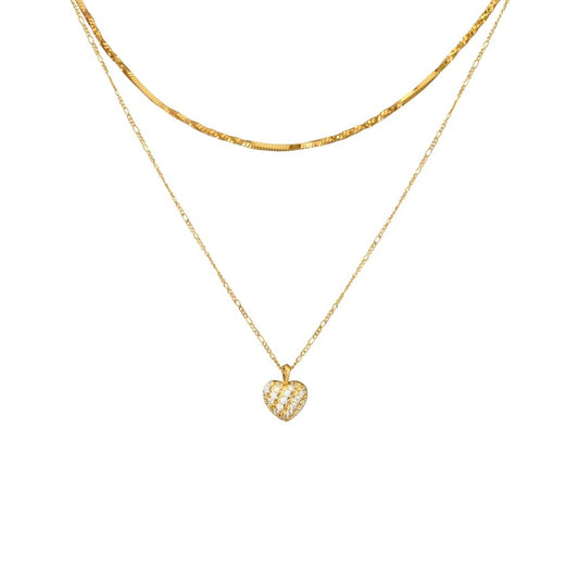 白水晶ハートメッキネックレス