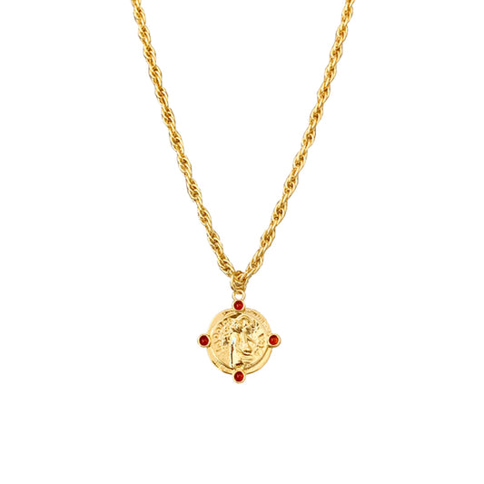 紅瑪瑙コインインスメッキネック