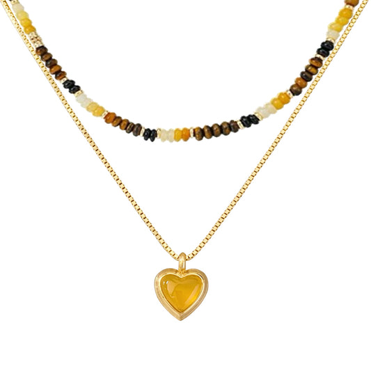 メイラード黄玉ハートゴールドネック