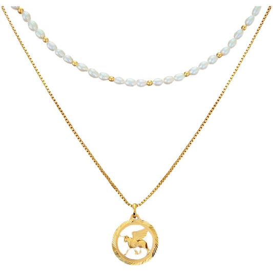 星座真珠白蝶貝重ねメッキネック