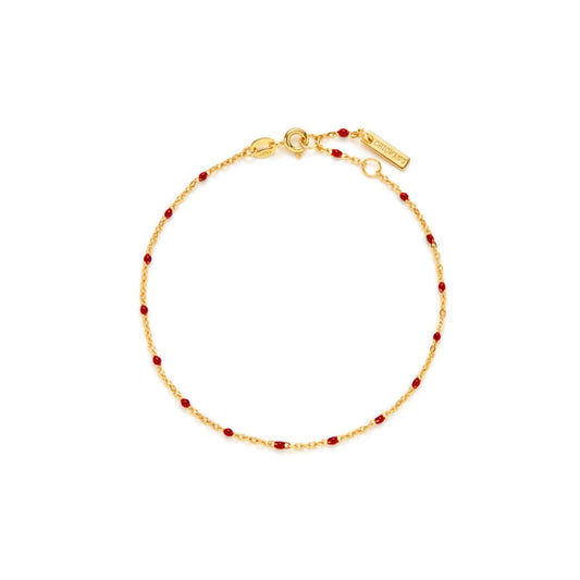 紅琺瑯ビーズゴールドブレス