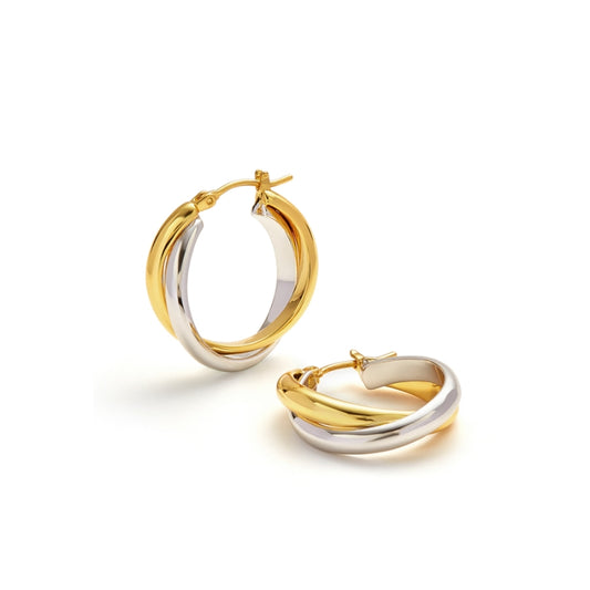 インス銀金ダブルリング耳饰