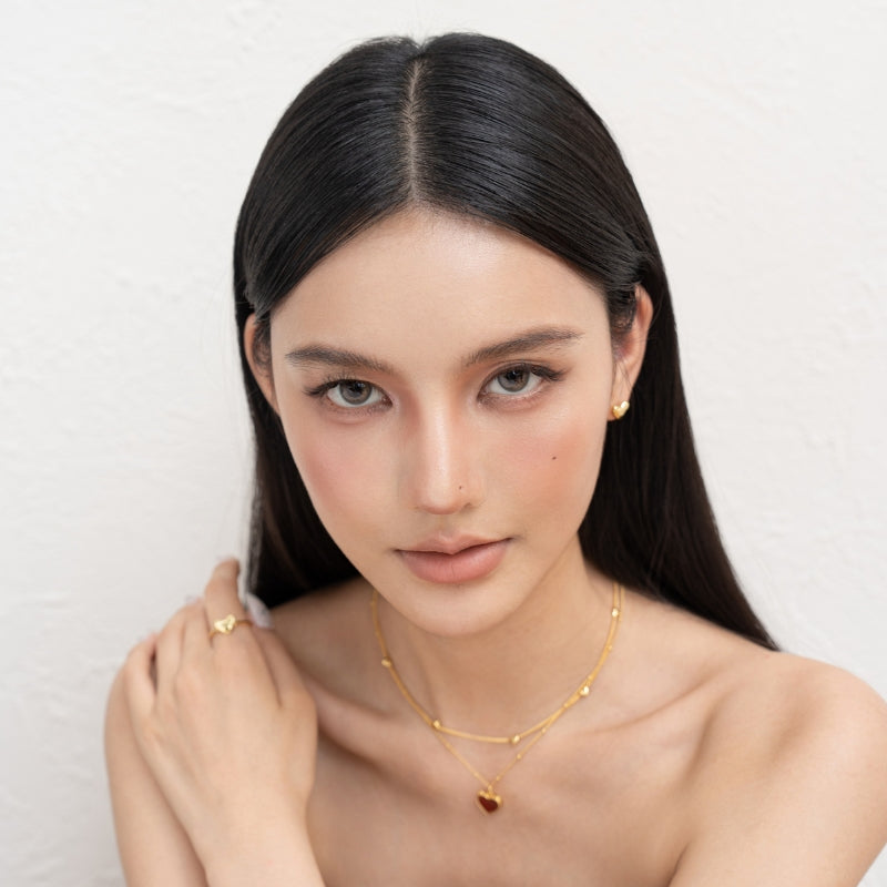 インス不規則ハート調節メッキリング