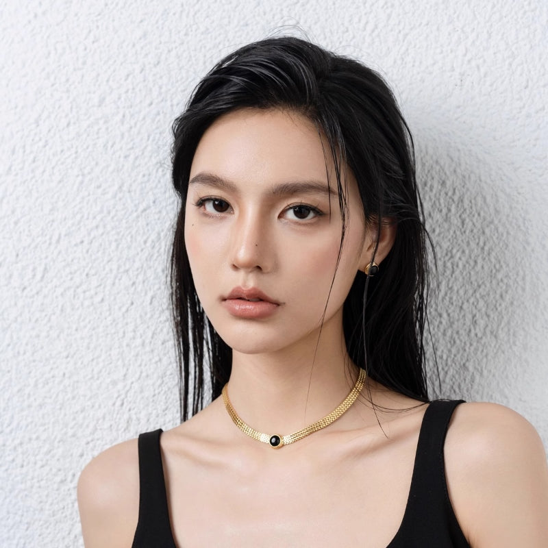 黒瑪瑙メッシュネック光沢