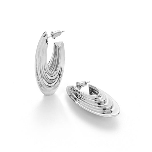 立体彫刻波纹メッキピアス