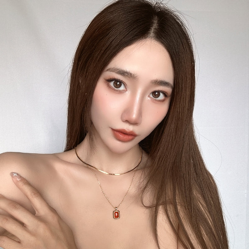 紅瑪瑙角形メッキピアス