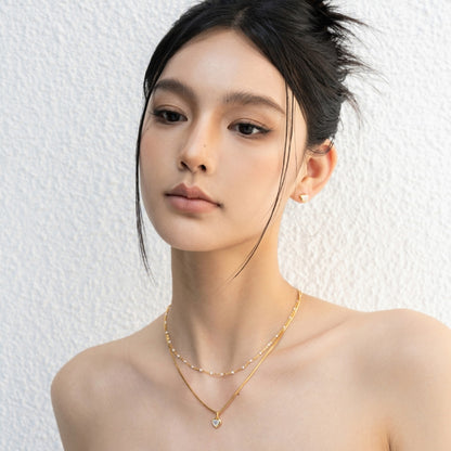 白蝶貝ハートペンダントゴールドネック