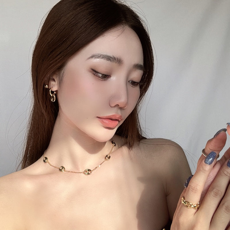 丸みラインメッキピアス