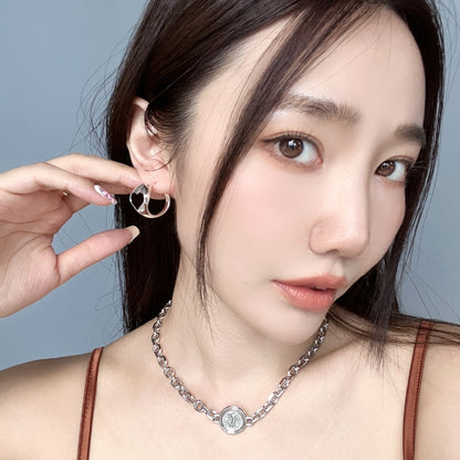 黒瑪瑙ハートメッキピアス