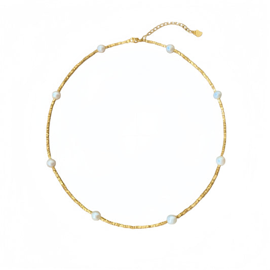 碎銀真珠メッキネックレス