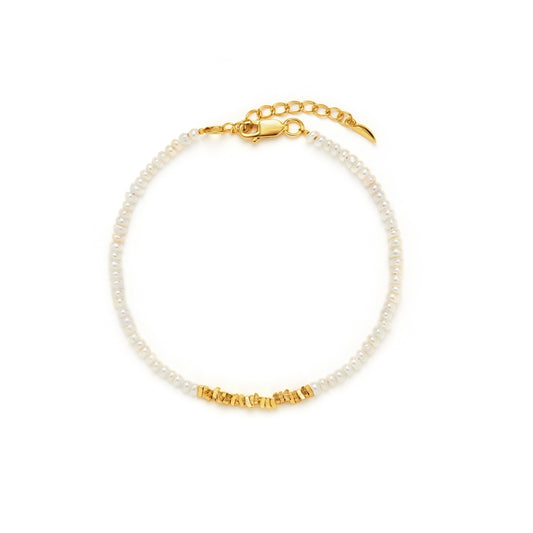 碎銀ミニ真珠メッキブレス