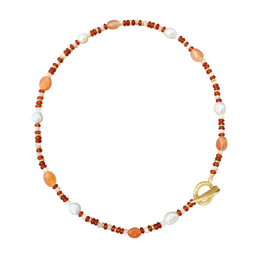 国潮紅瑪瑙カラーメッキネック