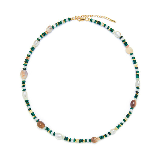 銀製多彩天然石ビーズネック