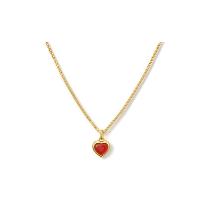 紅瑪瑙ハートメッキネック