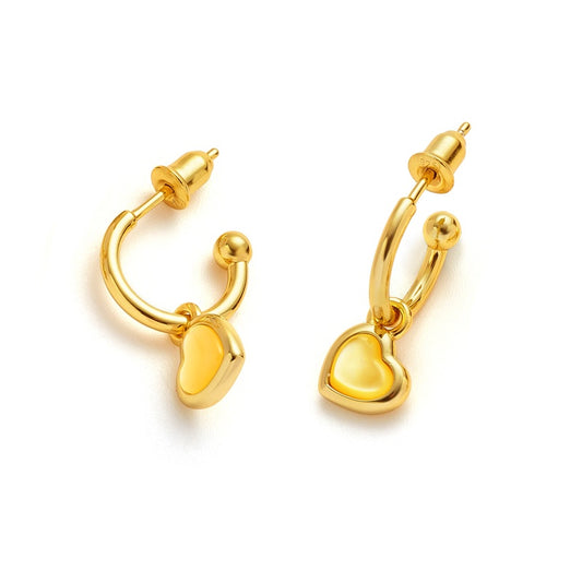 黄玉ハートメッキピアス