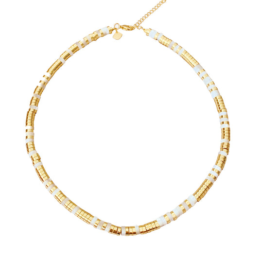 白ベムーアビーズメッキネック