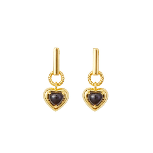 黒瑪瑙ハートツイストピアス