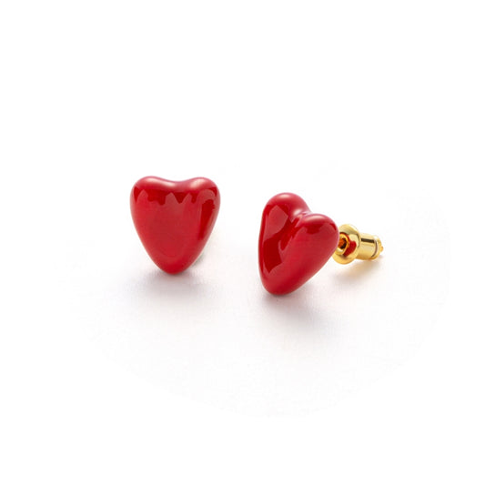 琺瑯赤ハートメッキピアス