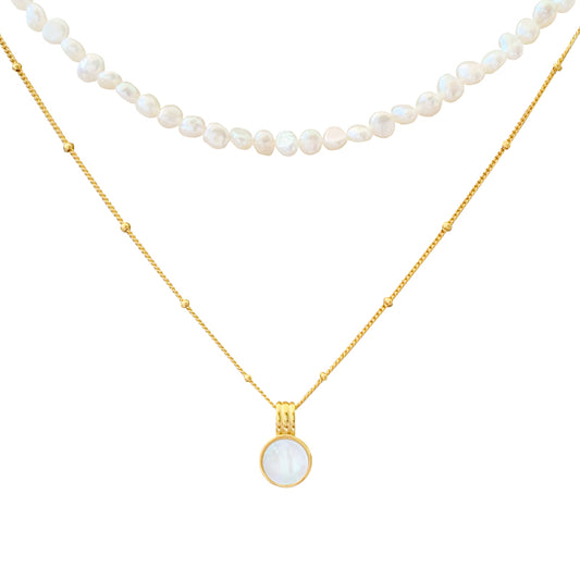 フレンチバロック真珠白蝶貝メッキネック