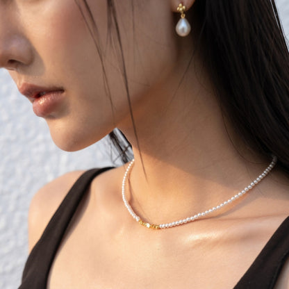 立体球真珠 18KGP ピアス